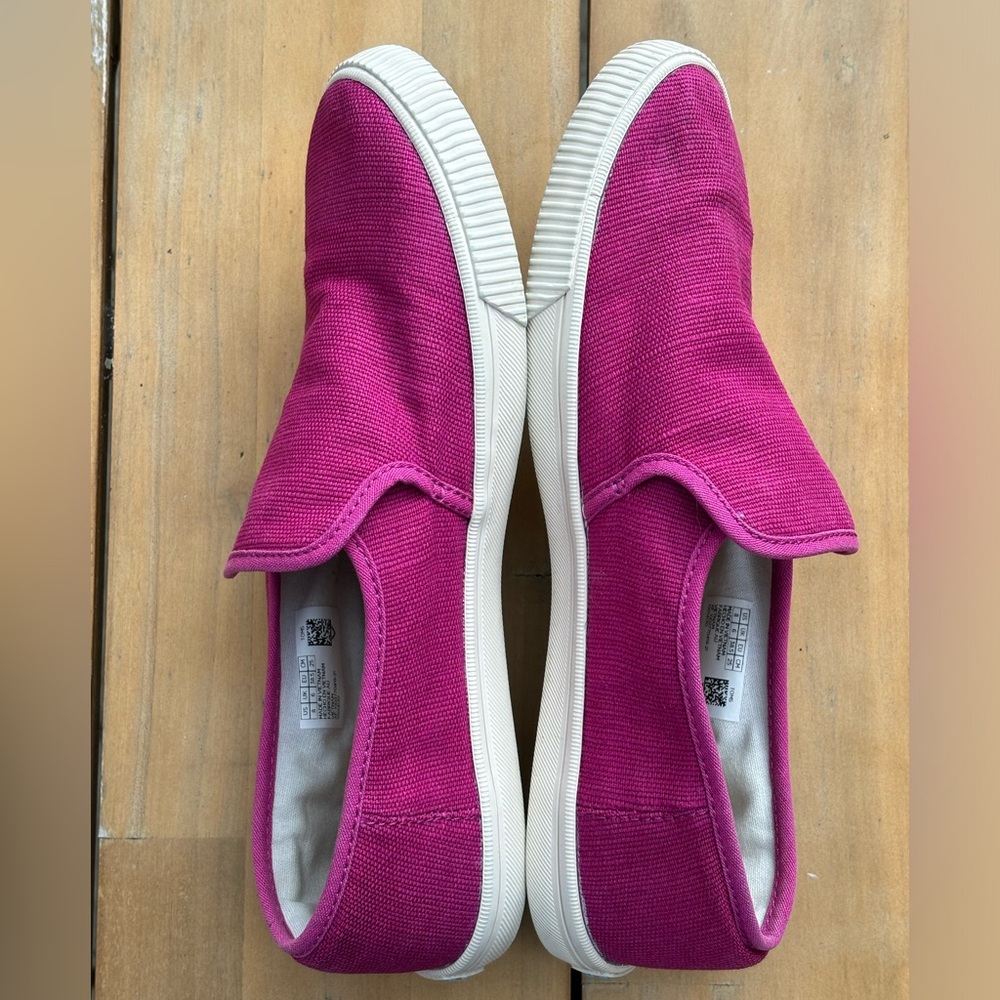 TOMS Raspberry Magenta Pink Woven Slip On Shoes Loafers - Picture 4 of 7